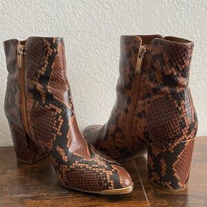 Franco Sarto Snake Print Ankle Booties